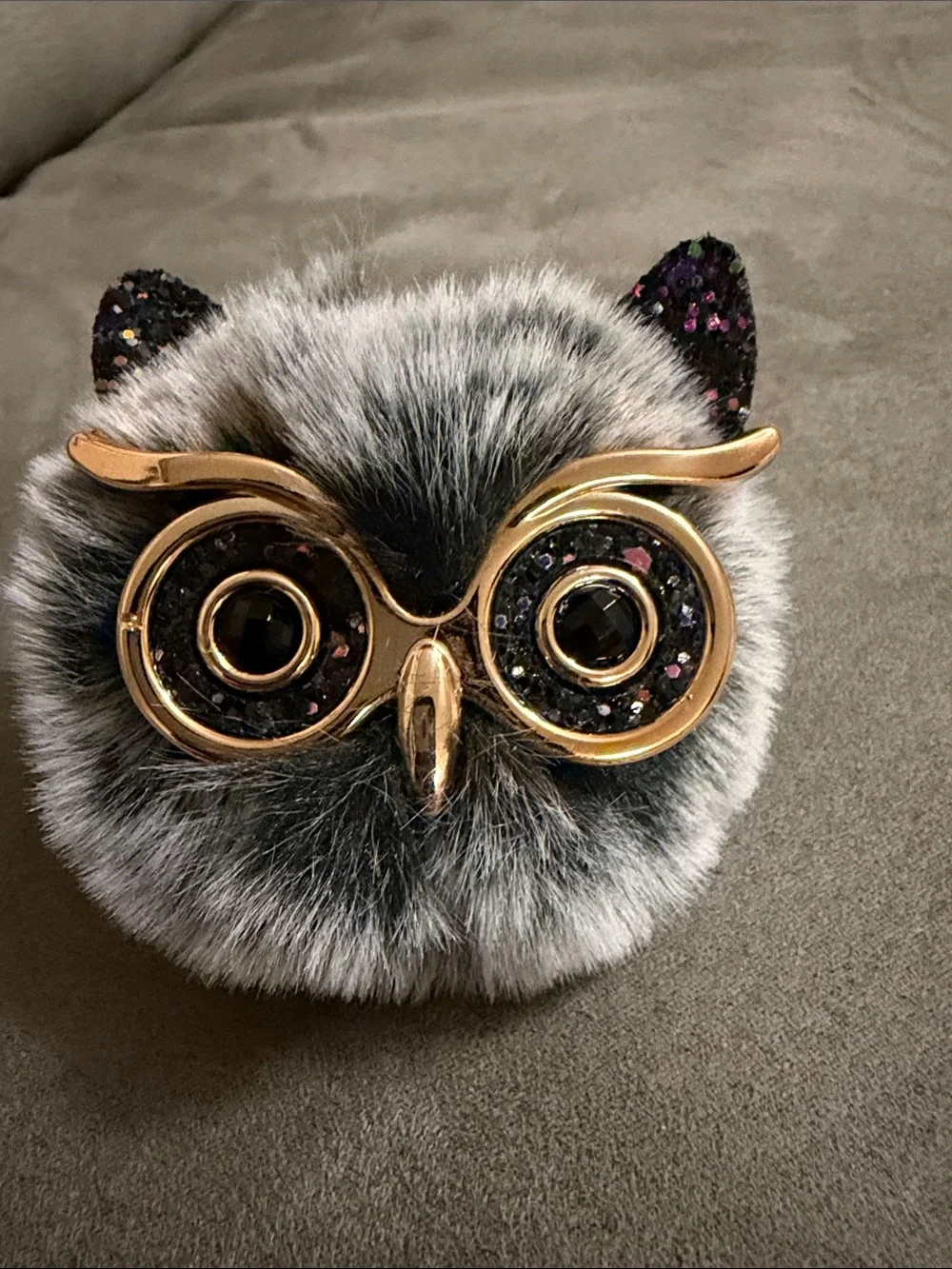 Faux Fur Owl Keychain Charm - Multicolor Options B 25